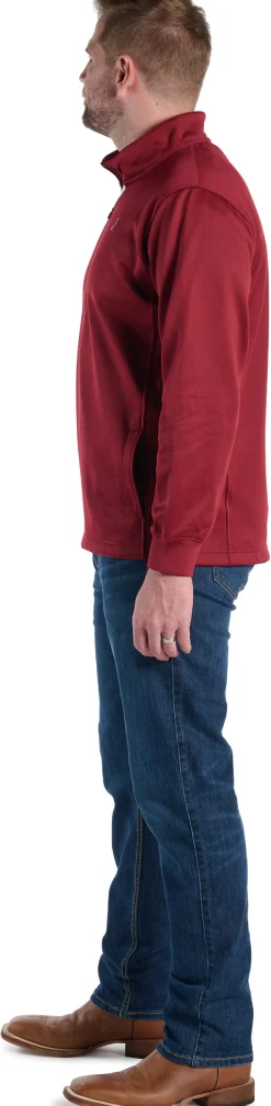 Justin Boots Quarter Zip Fleece Pullover Red Heather Hot