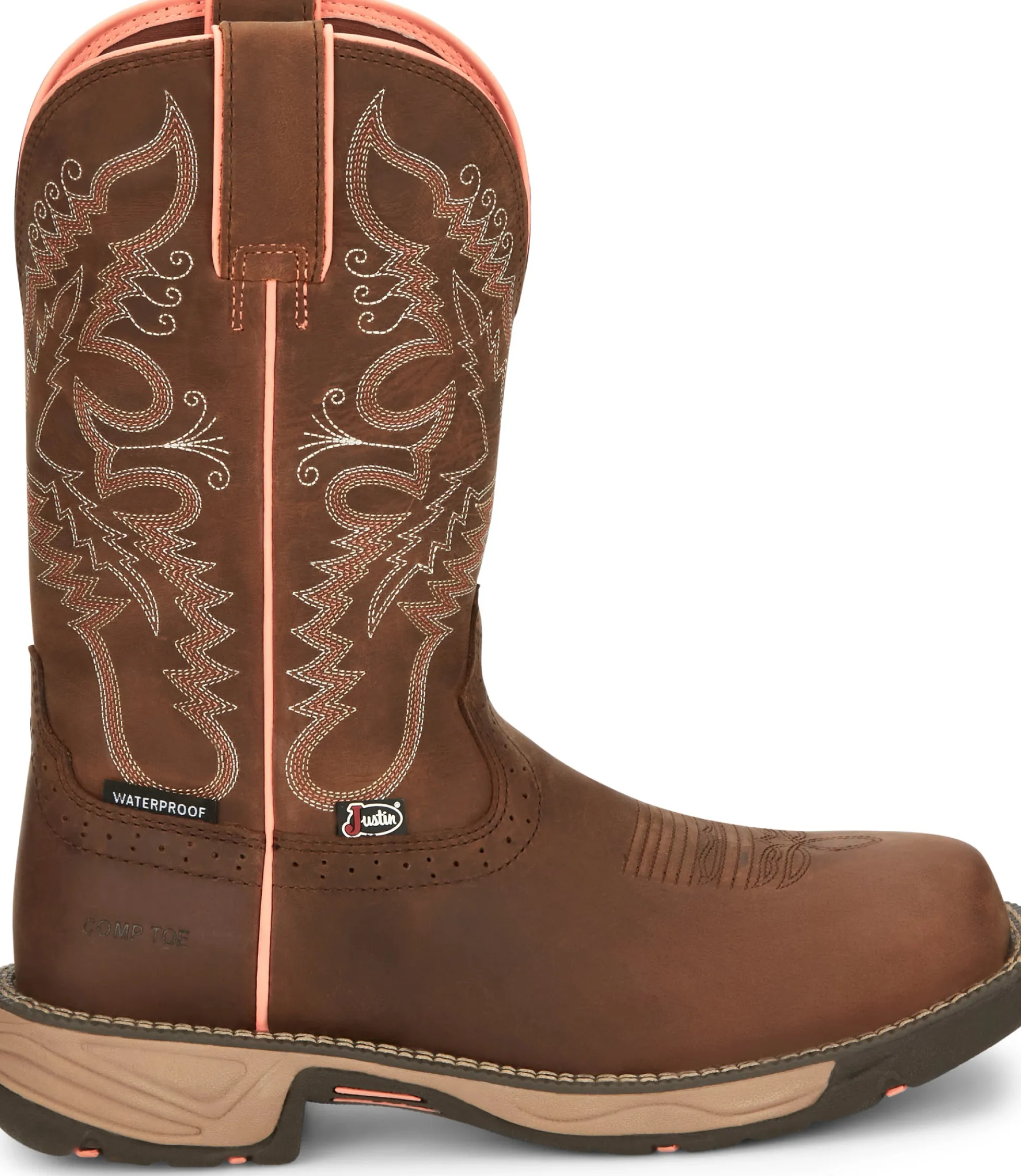 Justin Boots Rush 11" Composite Toe Waterproof Work Boot Rural Chocolate Clearance