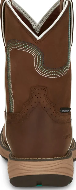 Justin Boots Rush 8" Composite Toe Waterproof Work Boot Pine Chocolate Outlet