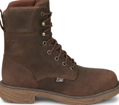 Justin Boots Rush 8" Lace UP Nano Comp Toe Waterproof Pecan Brown Hot