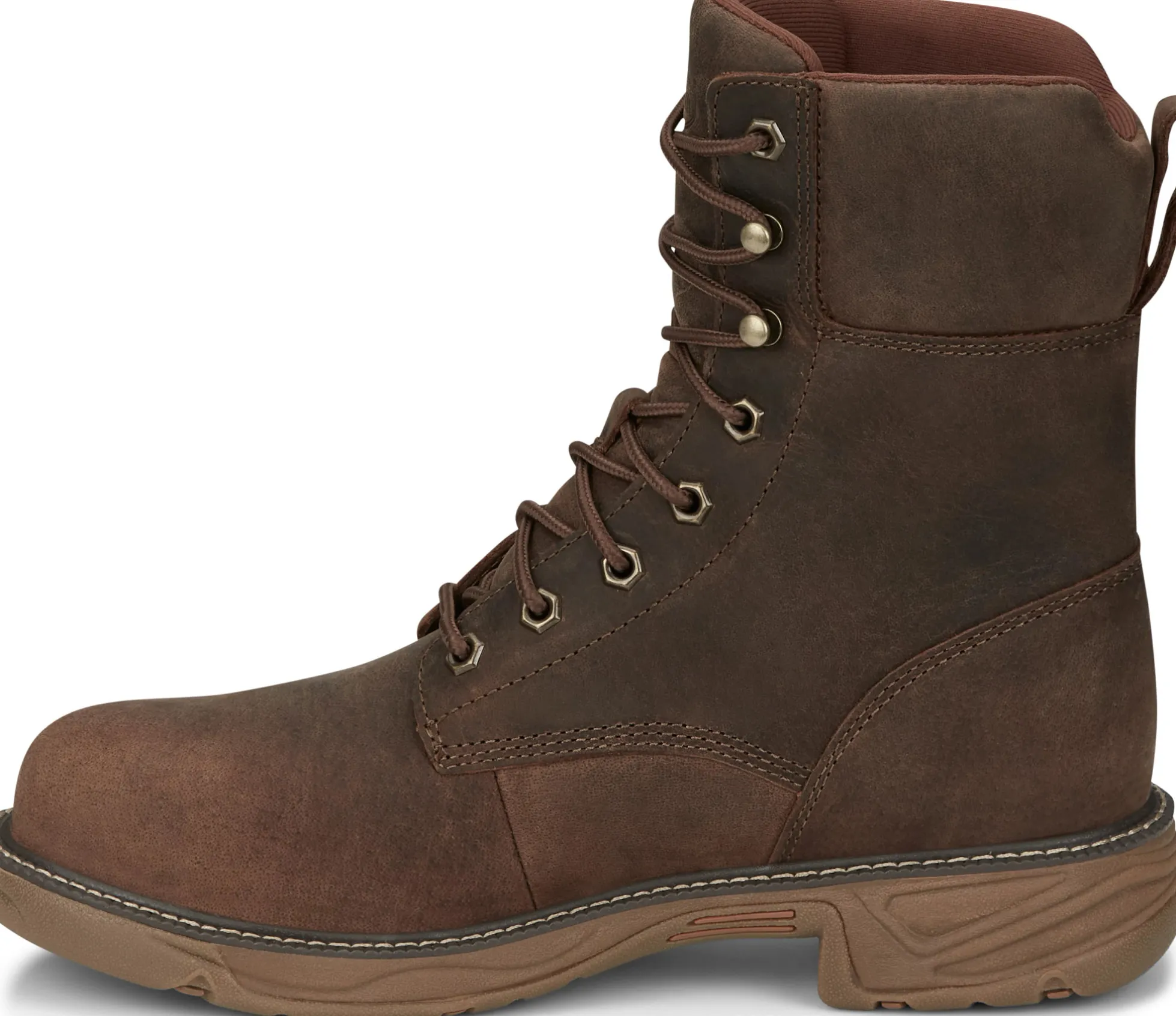 Justin Boots Rush 8" Lace UP Nano Comp Toe Waterproof Pecan Brown Hot