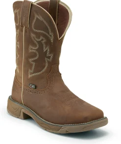 Justin Boots Rush 11" Waterproof Steel Toe Saddle New