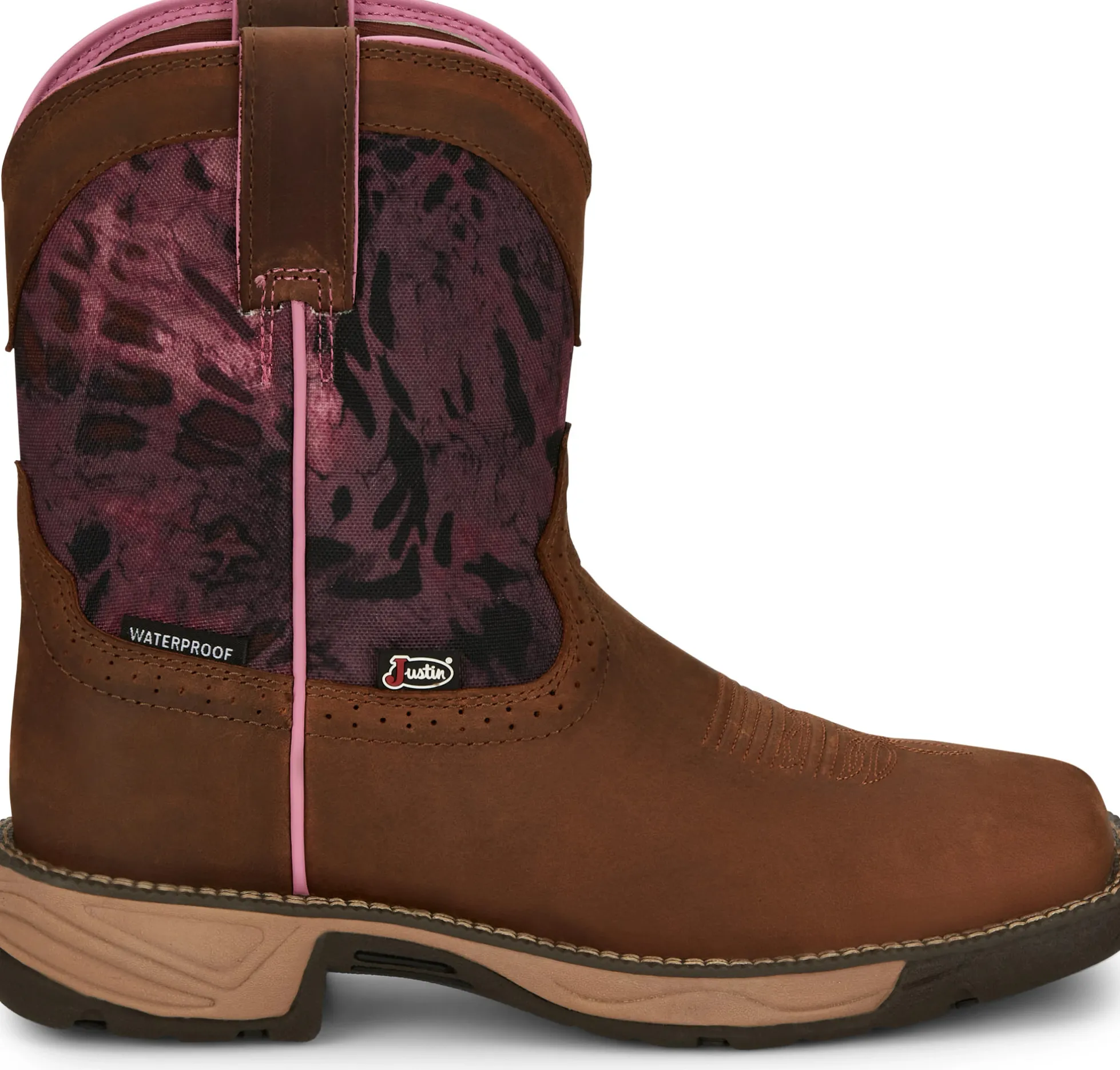 Justin Boots Rush 8" Waterproof Work Boot Harvest Brown Sale