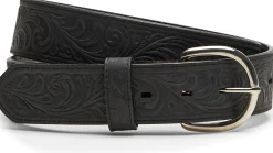 Justin Boots Scroll Tooled Belt Black Best