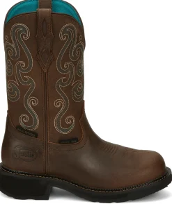 Justin Boots Tasha 11" Steel Toe Waterproof Work Boot Brown New