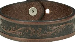 Justin Boots Tooled Leather Bracelet Brown