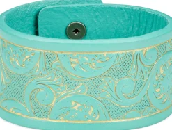 Justin Boots Tooled Leather Cuff Turquoise New