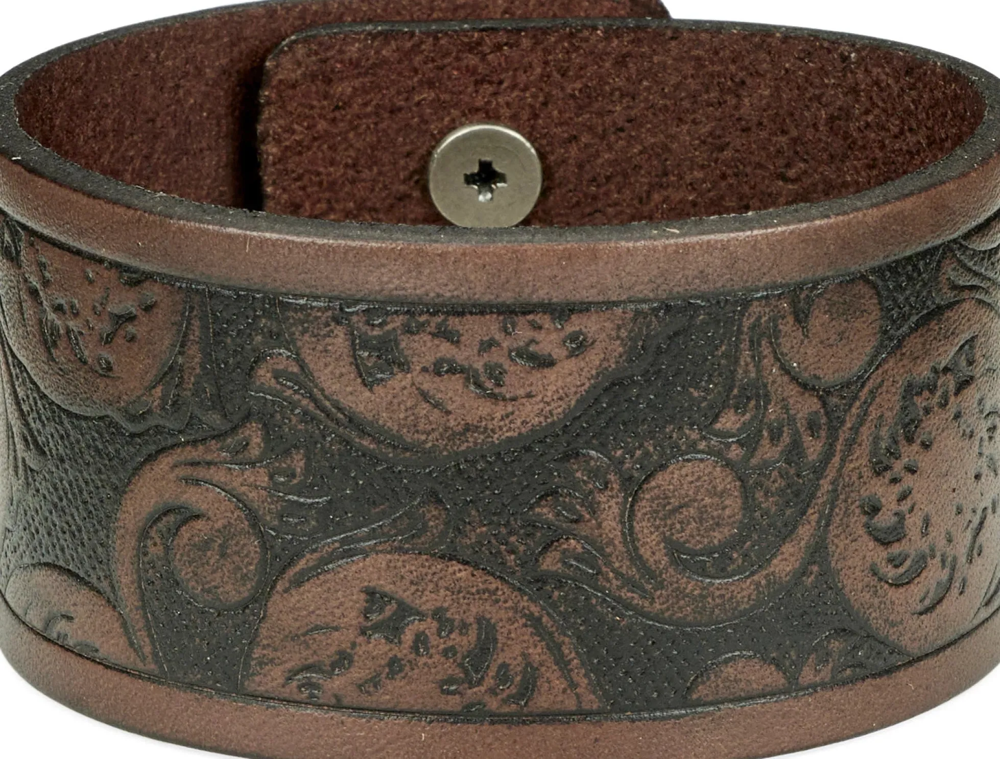 Justin Boots Tooled Leather Cuff Brown Outlet