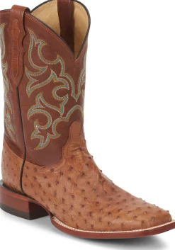 Justin Boots Truman 11" Full Quill Ostrich Cognac Discount