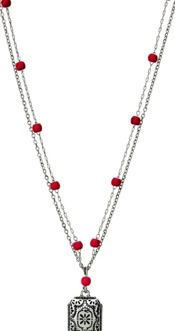 Justin Boots Two Layer Necklace Silver Discount