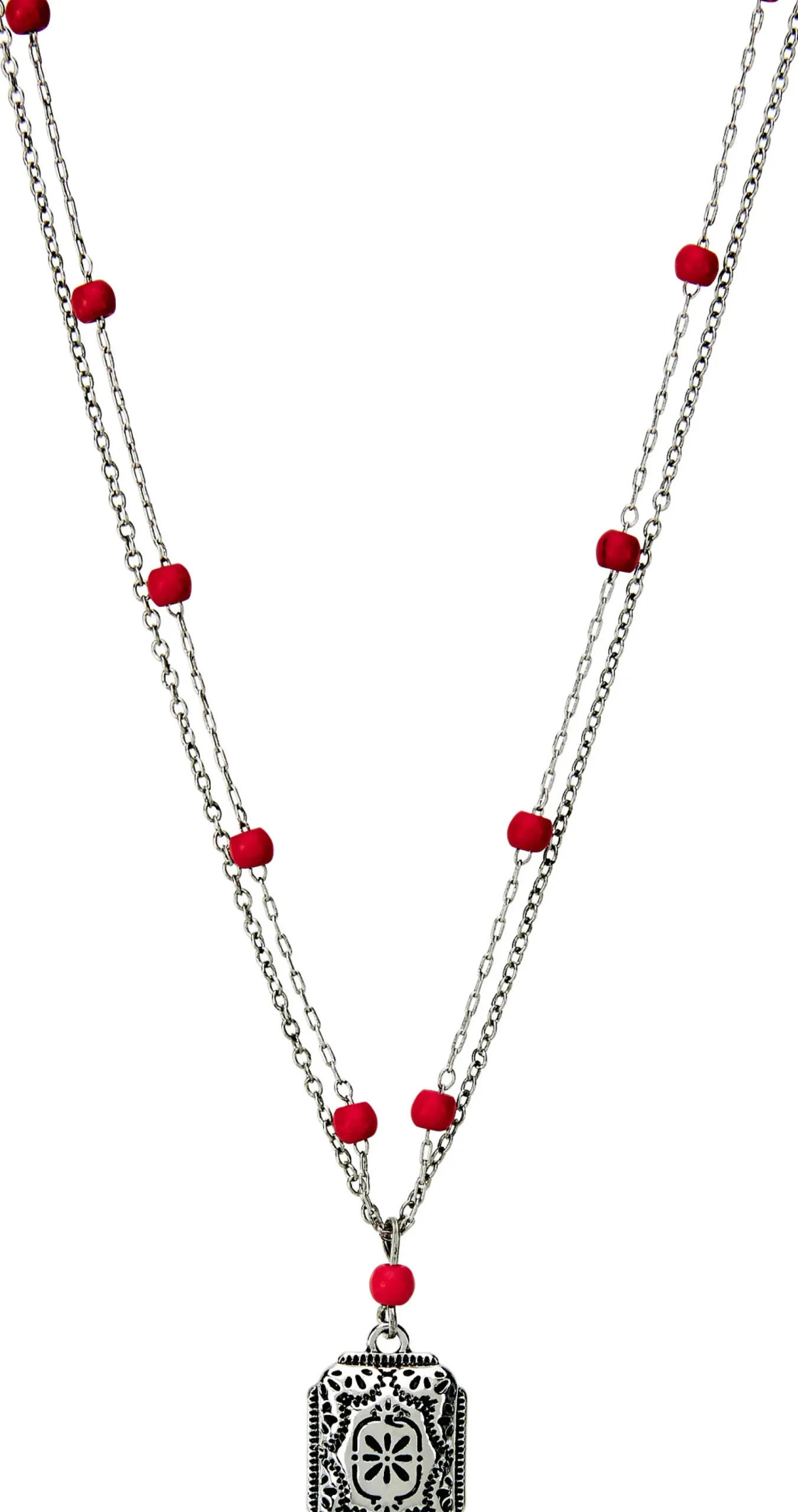 Justin Boots Two Layer Necklace Silver Discount