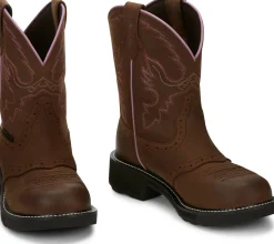 Justin Boots Wanette 8" Steel Toe Waterproof Work Boot Aged Bark Clearance