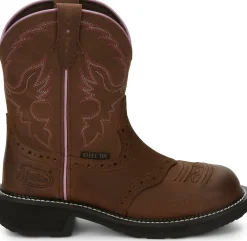 Justin Boots Wanette 8" Steel Toe Waterproof Work Boot Aged Bark Clearance
