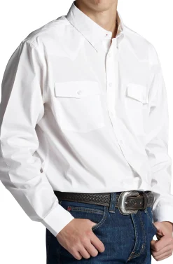 Justin Boots Woven Button Down Bright White Online