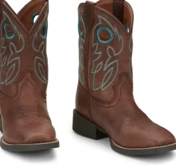 Justin Boots Bowline Kids Western Boot Chestnut New