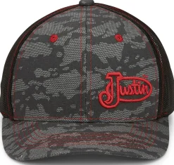 Justin Boots Camo Cap Grey Camo Red Logo Discount
