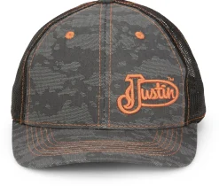 Justin Boots Camo Cap Grey Camo Orange Logo Sale