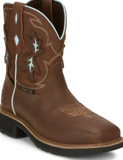 Justin Boots Chisel 8" Nano Composite Toe Waterproof Work Boot Mocha New
