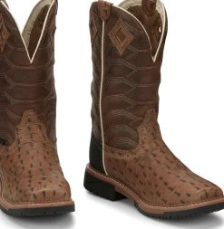 Justin Boots Derrickman 12" Waterproof Composite Toe Work Boot Caramel Croc Print Outlet