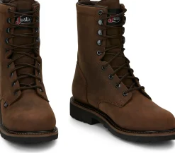 Justin Boots Drywall 8" Waterproof Steel Toe Brown Clearance