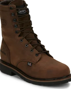 Justin Boots Drywall 8" Waterproof Steel Toe Brown Clearance