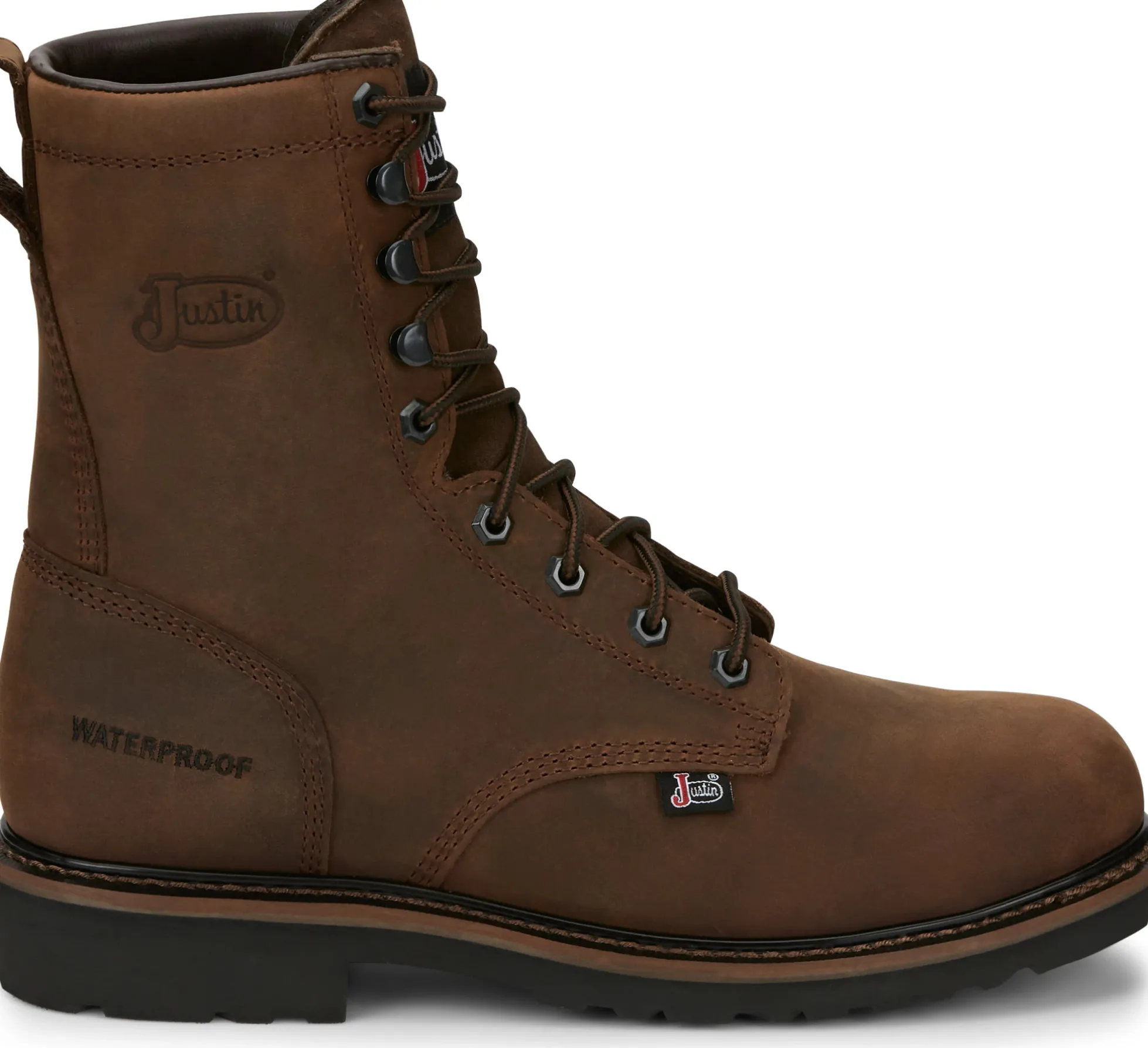Justin Boots Drywall 8" Waterproof Steel Toe Brown Clearance