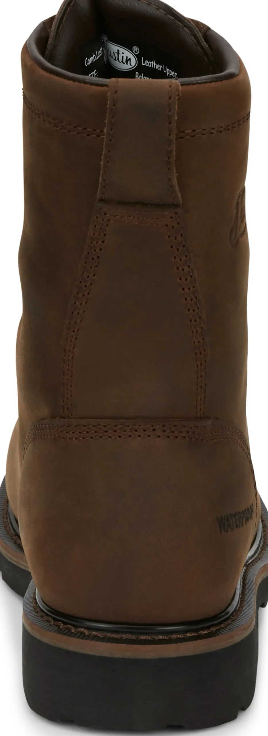 Justin Boots Drywall 8" Waterproof Steel Toe Brown Clearance