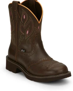 Justin Boots Gemma 8" Western Boot Dark Brown Outlet