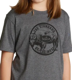 Justin Boots Justin Kid's Free Range Bison Tee Charcoal Heather Sale