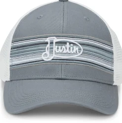 Justin Boots Justin Logo Stripes Cap Grey/White Mesh Sale