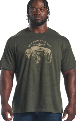 Justin Boots Justin Men's Bison Tee Olive Heather