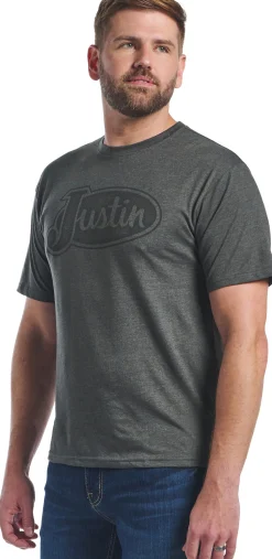 Justin Boots Justin Men's Logo Tee Charcoal Best