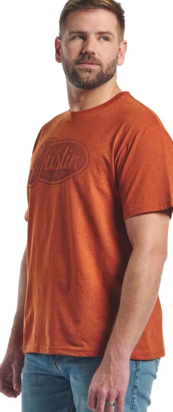 Justin Boots Justin Men's Logo Tee Rust Heather Clearance