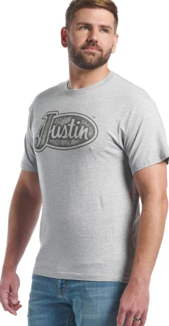 Justin Boots Justin Men's Logo Tee Heather Grey Best