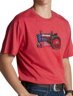 Justin Boots Justin Men's Patriotic Tractor Tee Red Heather Outlet