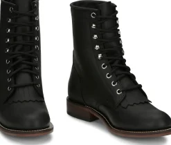 Justin Boots Mckean 7" Lace-Up Roper Black Clearance