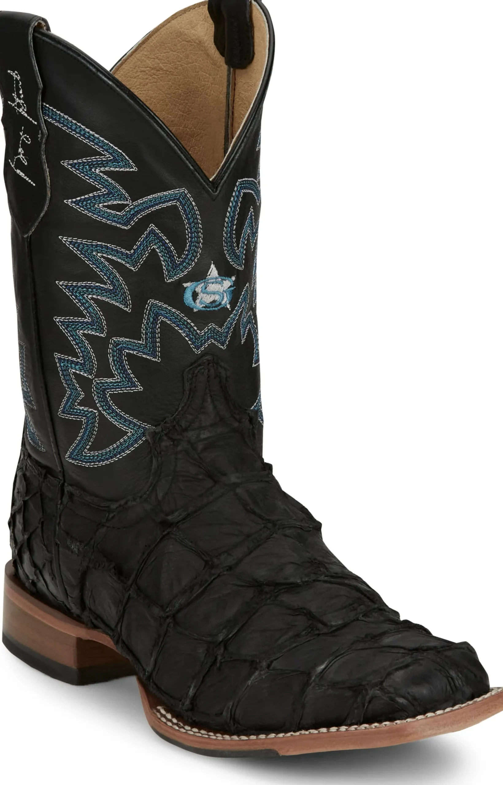 Justin Boots Ocean Front 11" Pirarucu Inky Black Sale