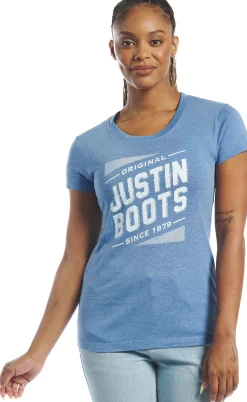Justin Boots Original Women's Tee Blue Clearance