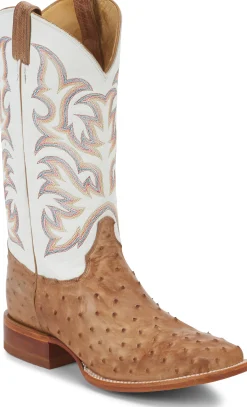 Justin Boots Pascoe 13" Full Quill Ostrich Antique Tan Outlet