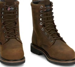 Justin Boots Pulley 8" Met Guard Waterproof Nano Comp Toe Whiskey