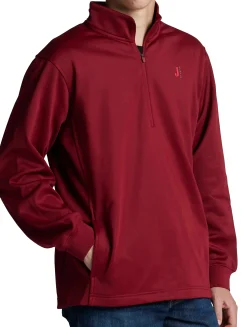 Justin Boots Quarter Zip Fleece Pullover Red Heather Hot