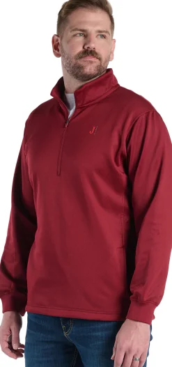 Justin Boots Quarter Zip Fleece Pullover Red Heather Hot