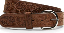Justin Boots Scroll Tooled Belt Brown Hot