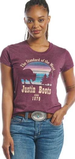 Justin Boots Serape Tee Maroon Hot